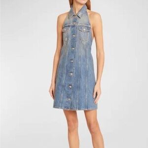 House of Harlow 1960 Halter Blue Denim Mini Dress. Size Small.